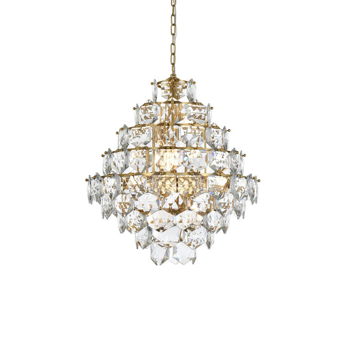 Elegant Lighting Adaline 15 Light 24" Chandelier, Satin Gold/Clear