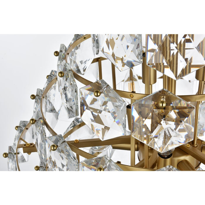 Elegant Lighting Adaline 15 Light 24" Chandelier, Satin Gold/Clear