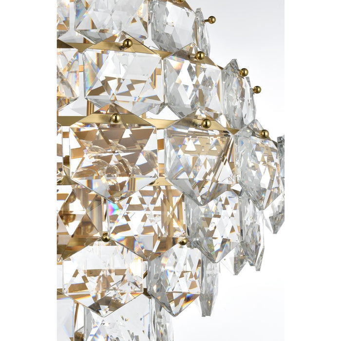 Elegant Lighting Adaline 15 Light 24" Chandelier, Satin Gold/Clear