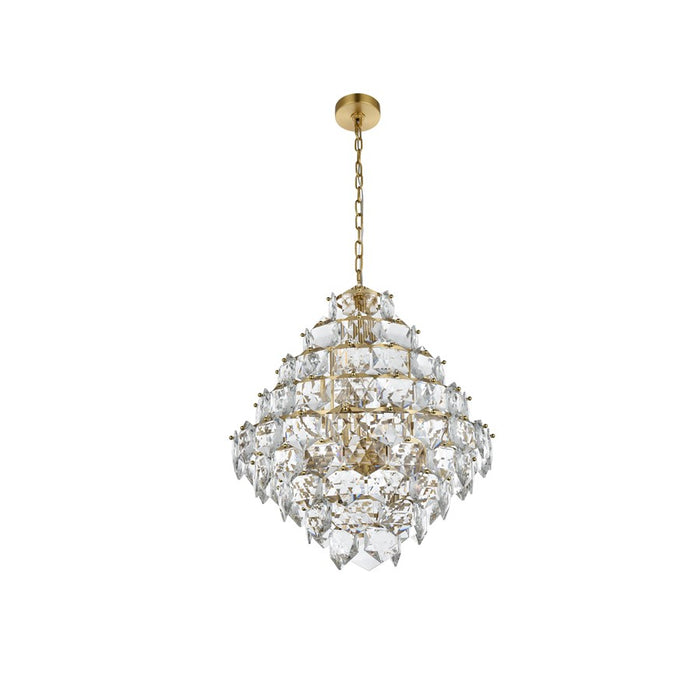 Elegant Lighting Adaline 15 Light 24" Chandelier, Satin Gold/Clear