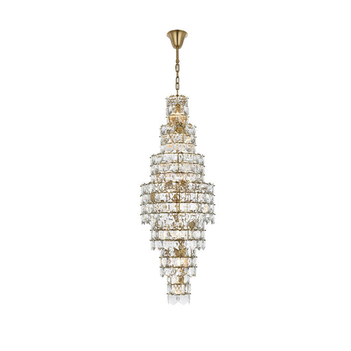 Elegant Lighting Adaline 26 Light 24" Chandelier, Satin Gold/Clear - 1050SR24SG