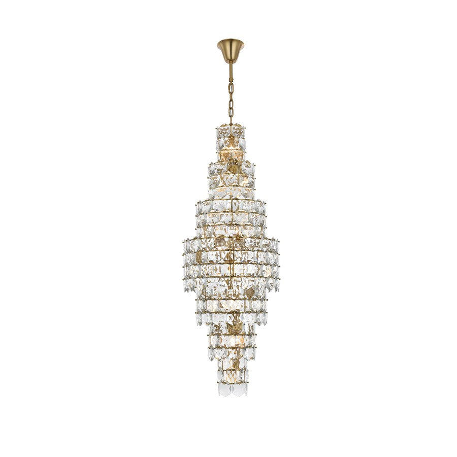 Elegant Lighting Adaline 26 Light 24" Chandelier, Satin Gold/Clear - 1050SR24SG
