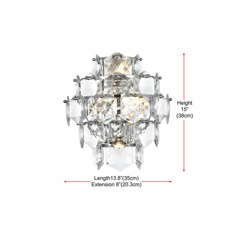 Elegant Lighting Adaline 4 Light 14" Wall Sconce, Chrome/Clear