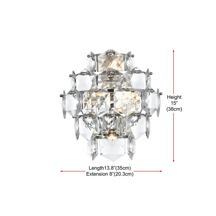 Elegant Lighting Adaline 4 Light 14" Wall Sconce, Chrome/Clear