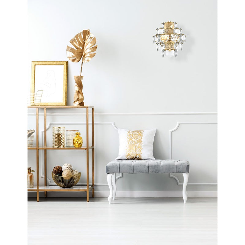 Elegant Lighting Adaline 4 Light 14" Wall Sconce, Satin Gold/Clear