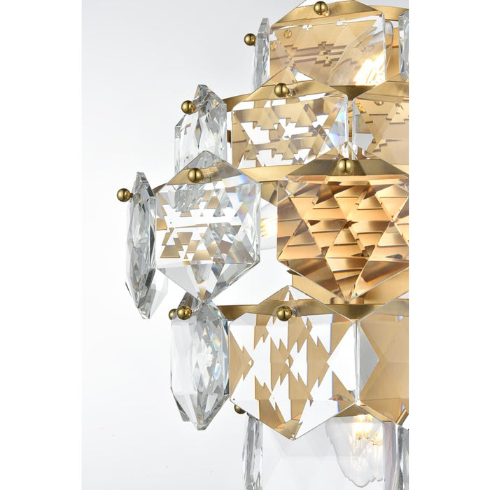 Elegant Lighting Adaline 4 Light 14" Wall Sconce, Satin Gold/Clear