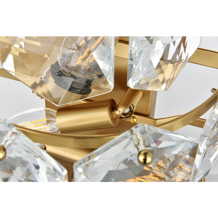 Elegant Lighting Adaline 4 Light 14" Wall Sconce, Satin Gold/Clear