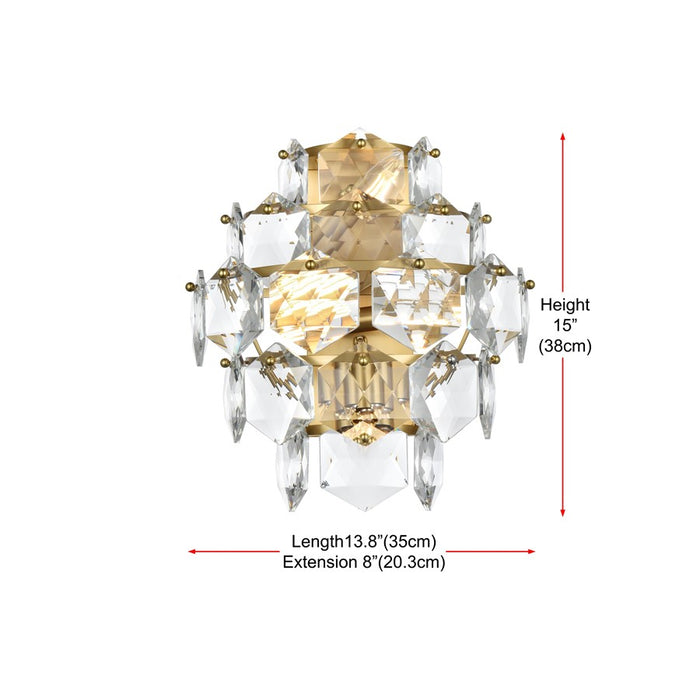Elegant Lighting Adaline 4 Light 14" Wall Sconce, Satin Gold/Clear