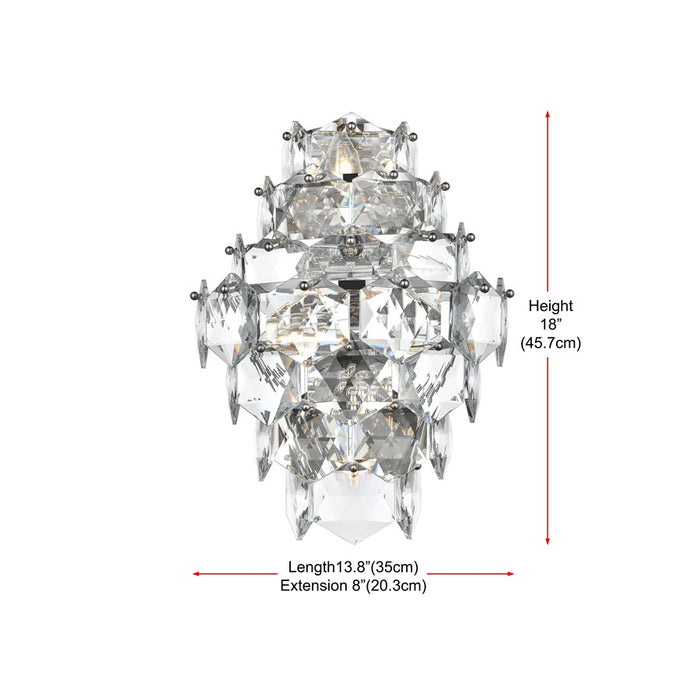Elegant Lighting Adaline 4 Light 18" Wall Sconce, Chrome/Clear