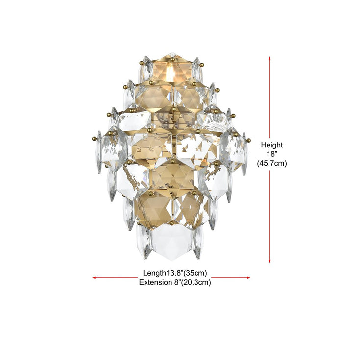Elegant Lighting Adaline 4 Light 18" Wall Sconce, Satin Gold/Clear