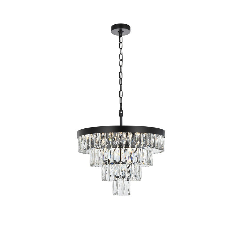 Elegant Lighting Josephine 10 Light 20" Chandelier, Black/Clear