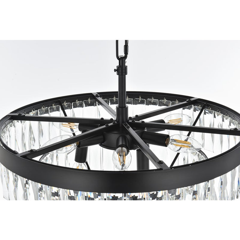 Elegant Lighting Josephine 10 Light 20" Chandelier, Black/Clear