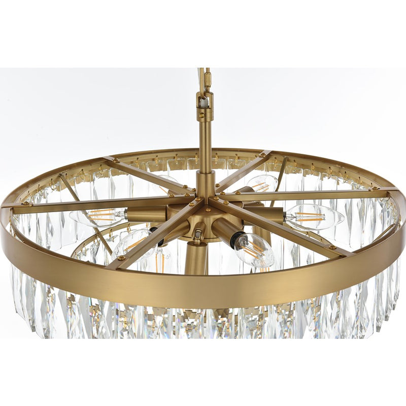 Elegant Lighting Josephine 10 Light 20" Chandelier, Satin Gold/Clear