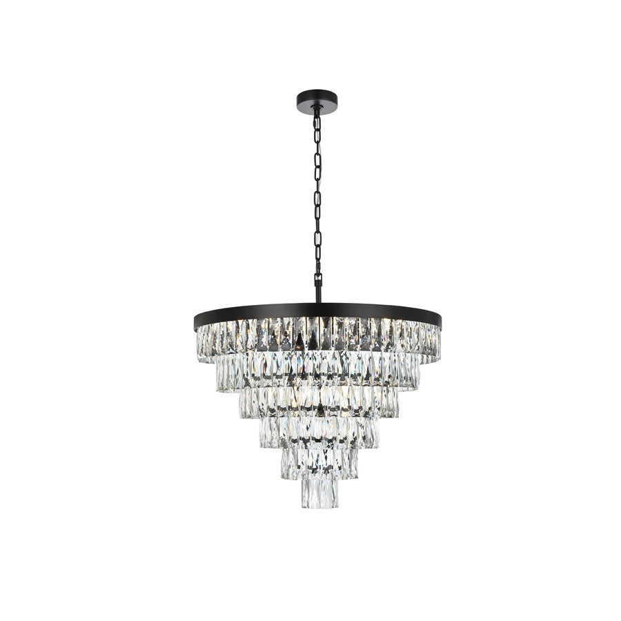Elegant Lighting Josephine 13 Light 27.5" Chandelier, Black/Clear - 1060D27BK