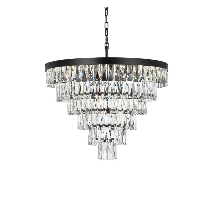 Elegant Lighting Josephine 13 Light 27.5" Chandelier, Black/Clear