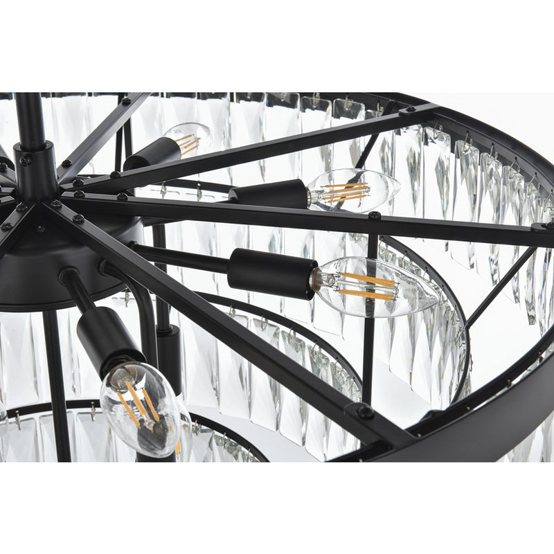 Elegant Lighting Josephine 13 Light 27.5" Chandelier, Black/Clear