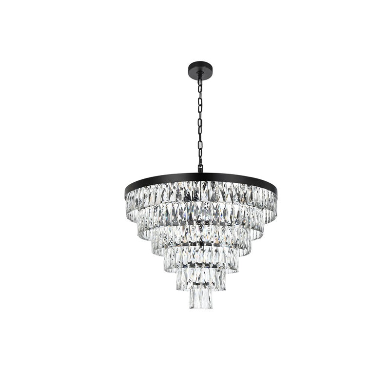 Elegant Lighting Josephine 13 Light 27.5" Chandelier, Black/Clear