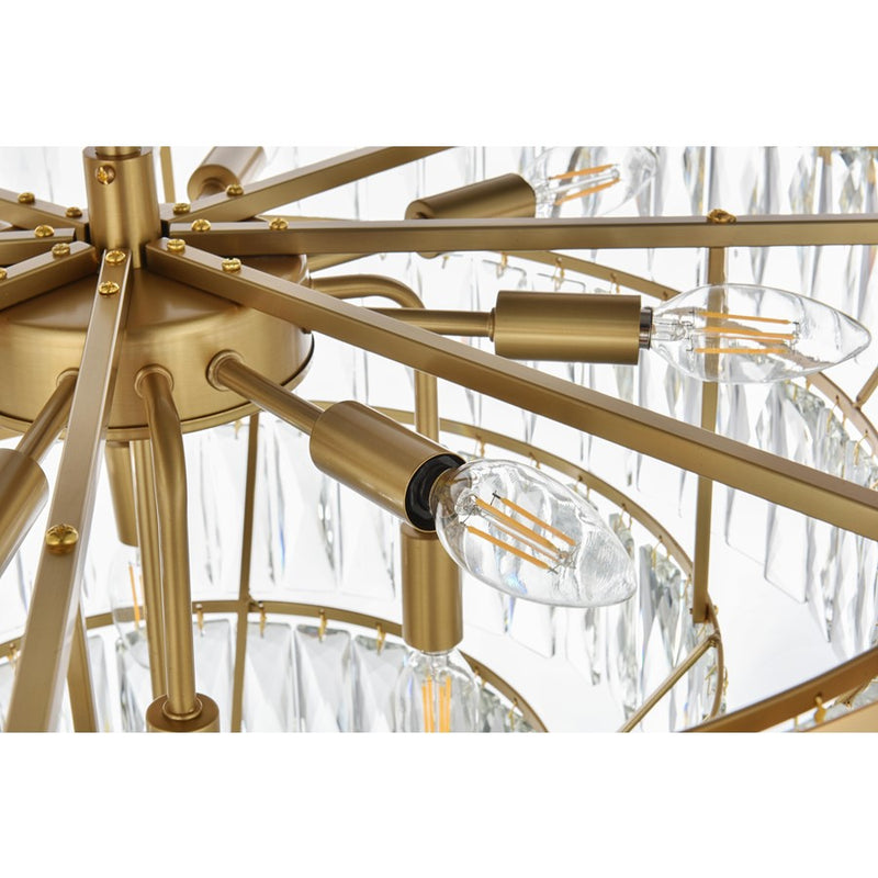 Elegant Lighting Josephine 13Lt 27.5" Chandelier, Satin Gold/Clear
