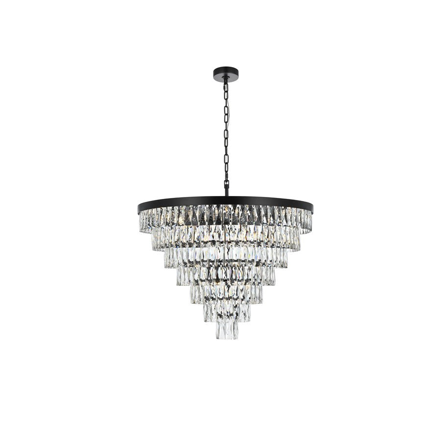 Elegant Lighting Josephine 25 Light 32" Chandelier, Black/Clear - 1060D32BK