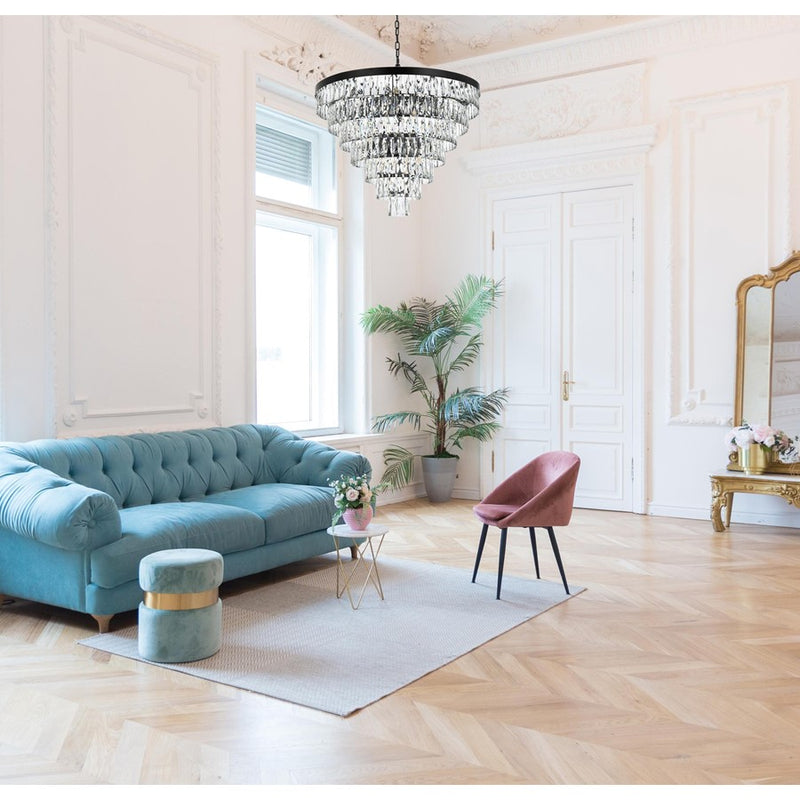 Elegant Lighting Josephine 25 Light 32" Chandelier, Black/Clear