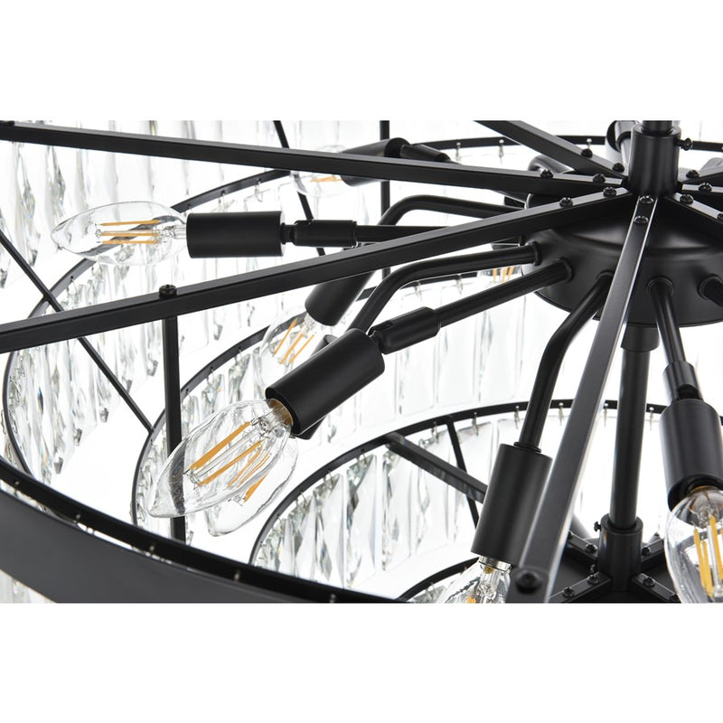 Elegant Lighting Josephine 25 Light 32" Chandelier, Black/Clear