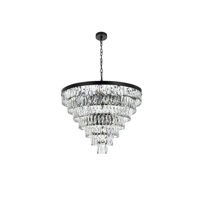 Elegant Lighting Josephine 25 Light 32" Chandelier, Black/Clear