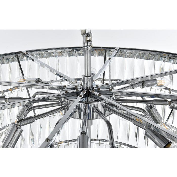 Elegant Lighting Josephine 25 Light 32" Chandelier, Chrome/Clear