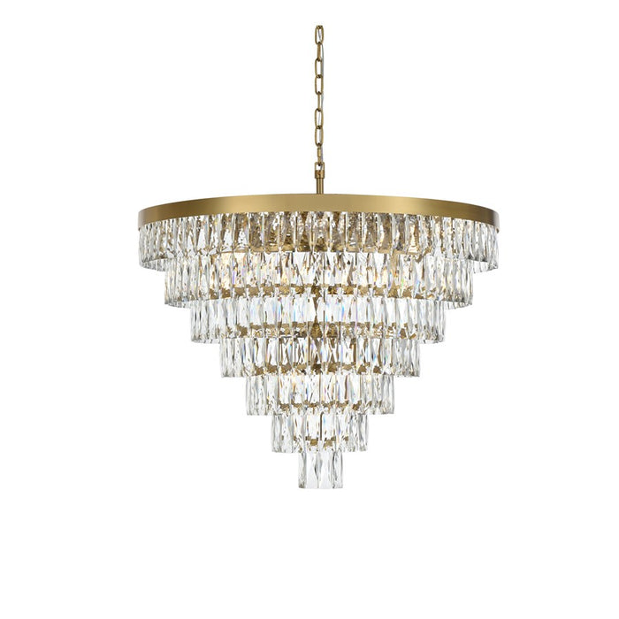 Elegant Lighting Josephine 25 Light 32" Chandelier, Satin Gold/Clear