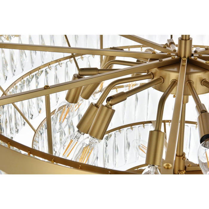 Elegant Lighting Josephine 25 Light 32" Chandelier, Satin Gold/Clear