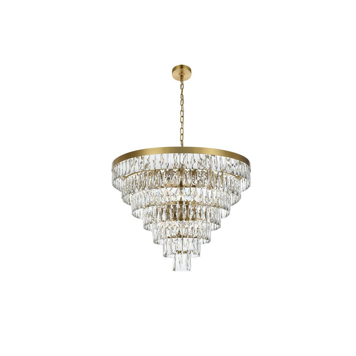 Elegant Lighting Josephine 25 Light 32" Chandelier, Satin Gold/Clear