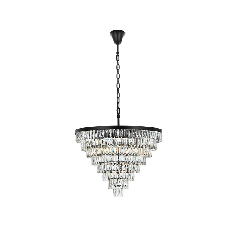 Elegant Lighting Josephine 29 Light 36" Chandelier, Black/Clear