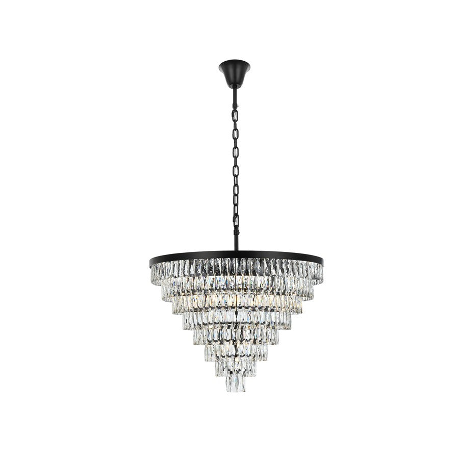 Elegant Lighting Josephine 29 Light 36" Chandelier, Black/Clear - 1060D36BK