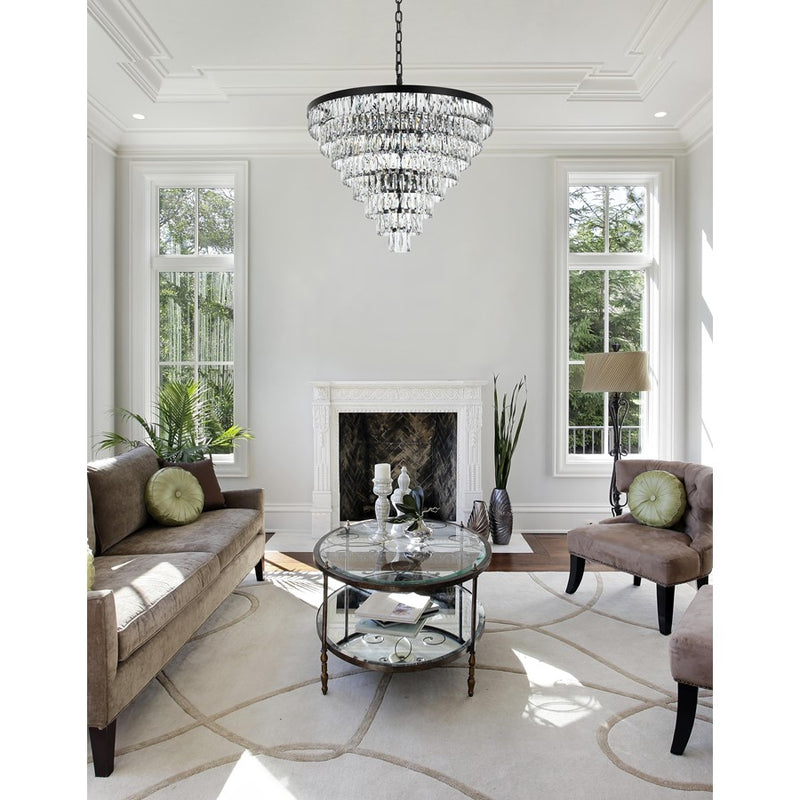Elegant Lighting Josephine 29 Light 36" Chandelier, Black/Clear