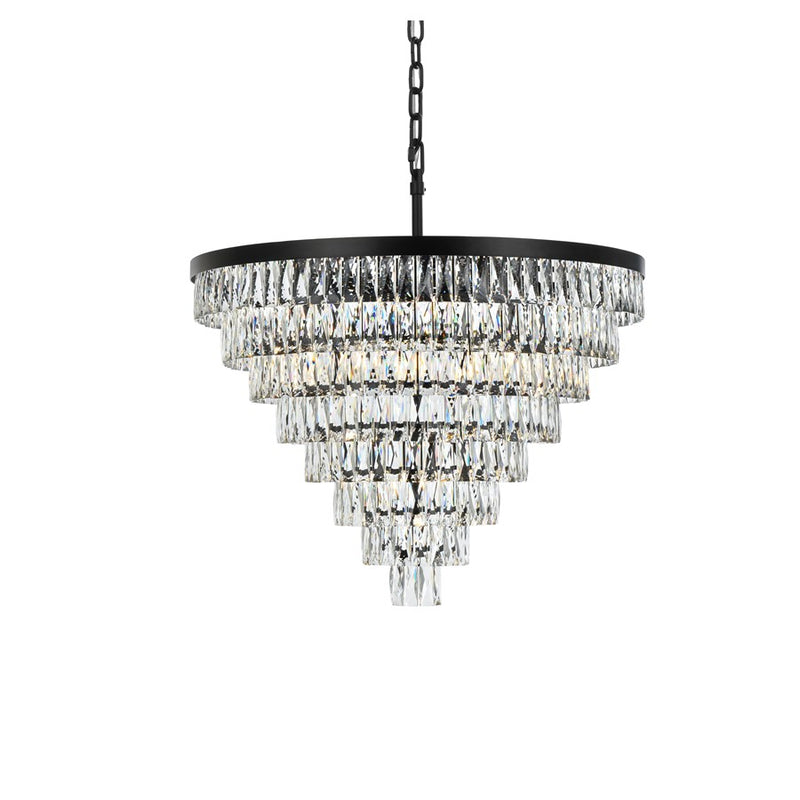 Elegant Lighting Josephine 29 Light 36" Chandelier, Black/Clear