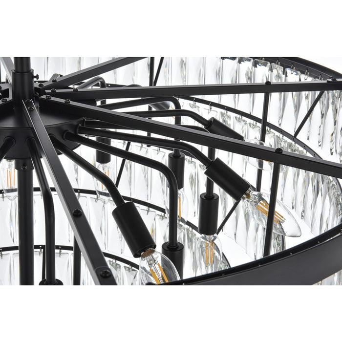 Elegant Lighting Josephine 29 Light 36" Chandelier, Black/Clear
