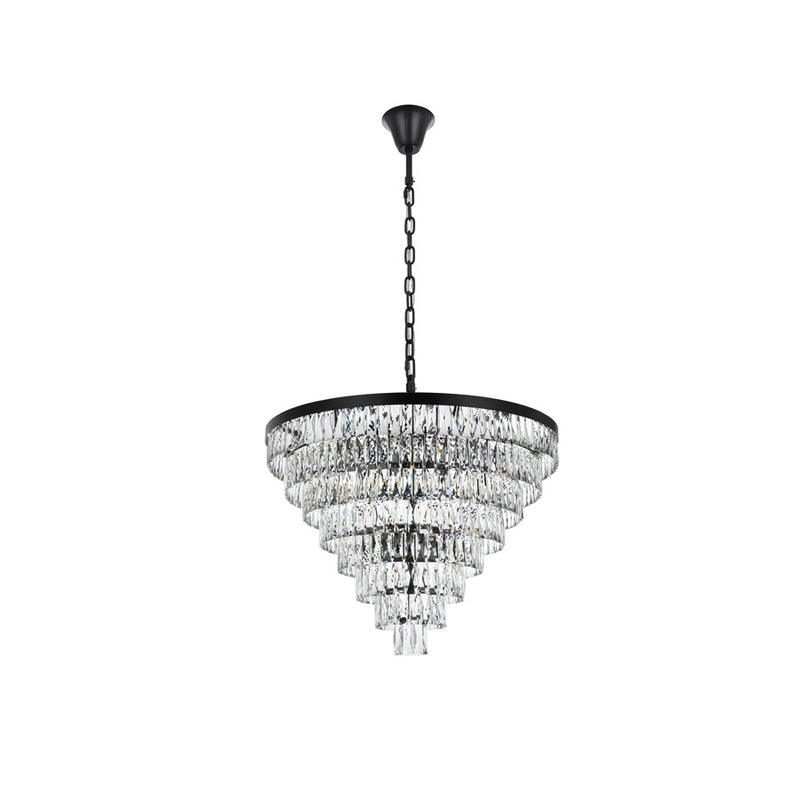 Elegant Lighting Josephine 29 Light 36" Chandelier, Black/Clear