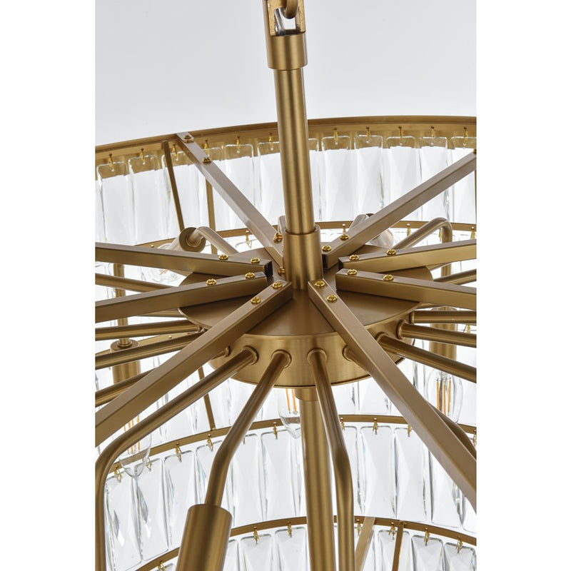 Elegant Lighting Josephine 29 Light 36" Chandelier, Satin Gold/Clear