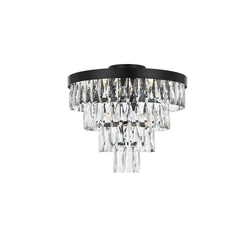 Elegant Lighting Josephine 6 Light 18" Flush Mount, Black/Clear