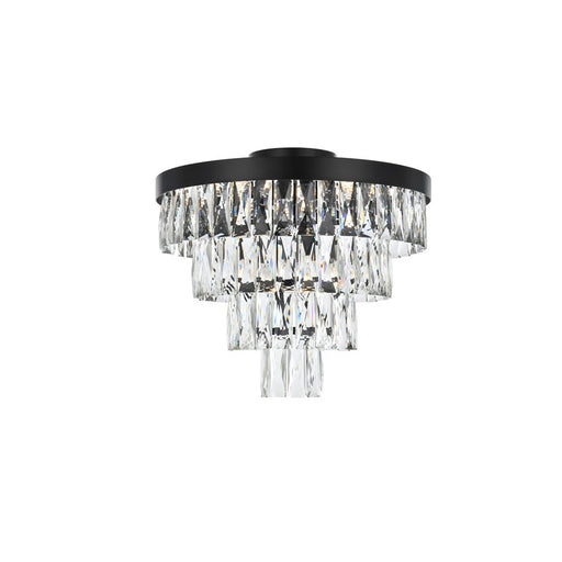 Elegant Lighting Josephine 6 Light 18" Flush Mount, Black/Clear - 1060F18BK