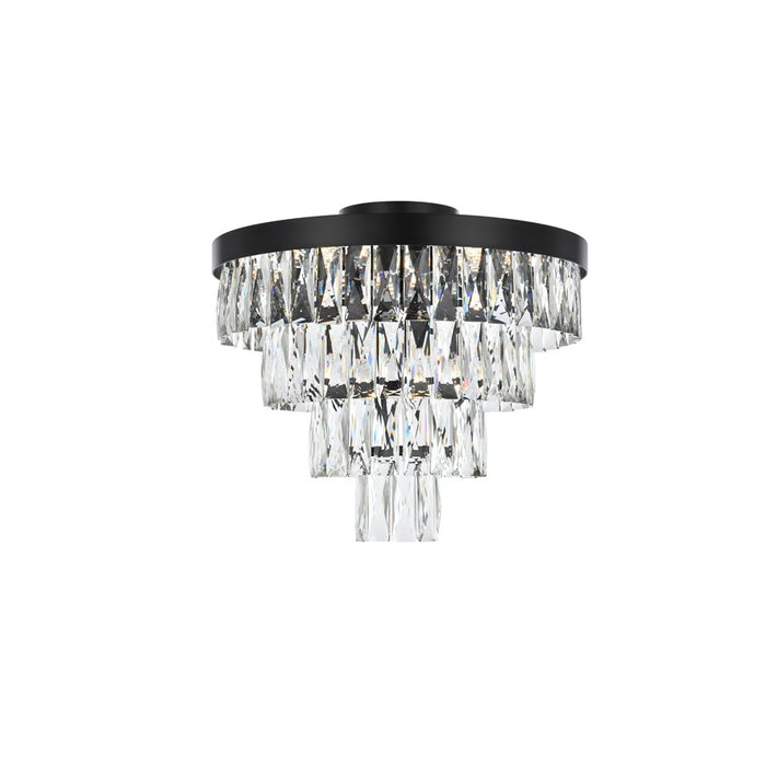 Elegant Lighting Josephine 6 Light 18" Flush Mount, Black/Clear - 1060F18BK