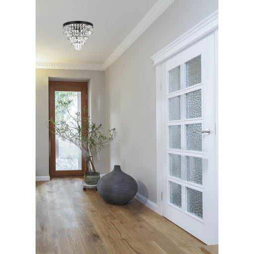 Elegant Lighting Josephine 6 Light 18" Flush Mount, Black/Clear