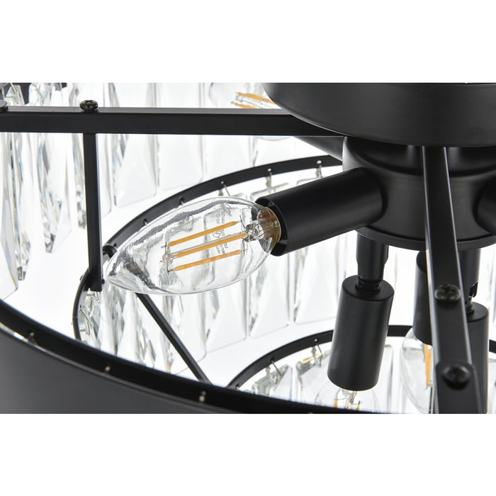Elegant Lighting Josephine 6 Light 18" Flush Mount, Black/Clear