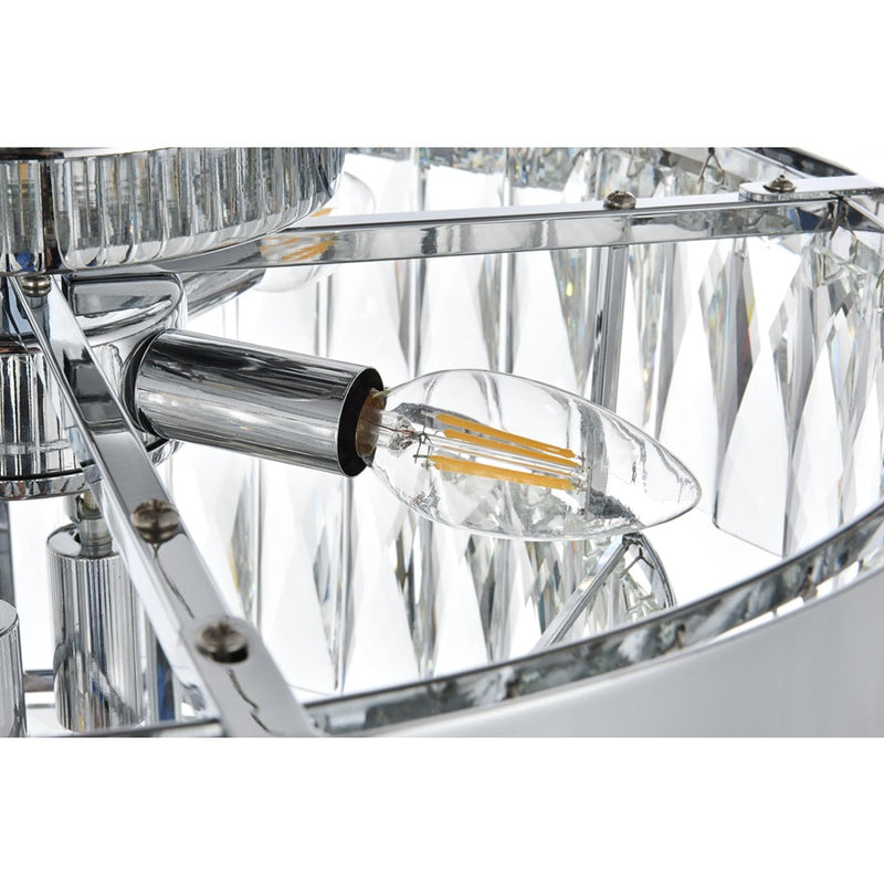 Elegant Lighting Josephine 6 Light 18" Flush Mount, Chrome/Clear