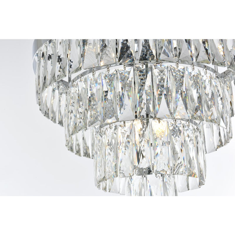 Elegant Lighting Josephine 6 Light 18" Flush Mount, Chrome/Clear
