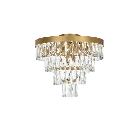 Elegant Lighting Josephine 6 Light 18" Flush Mount, Satin Gold/Clear - 1060F18SG