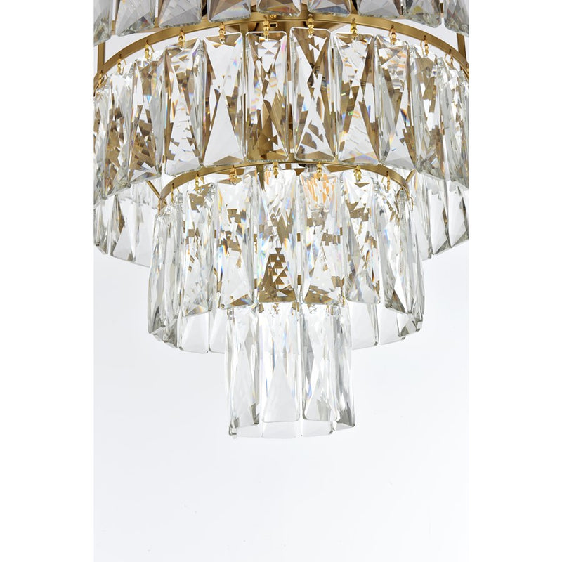 Elegant Lighting Josephine 6 Light 18" Flush Mount, Satin Gold/Clear