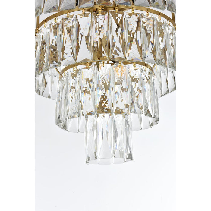Elegant Lighting Josephine 6 Light 18" Flush Mount, Satin Gold/Clear