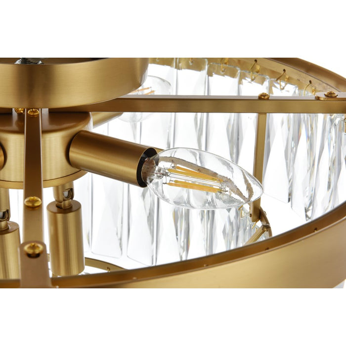 Elegant Lighting Josephine 6 Light 18" Flush Mount, Satin Gold/Clear