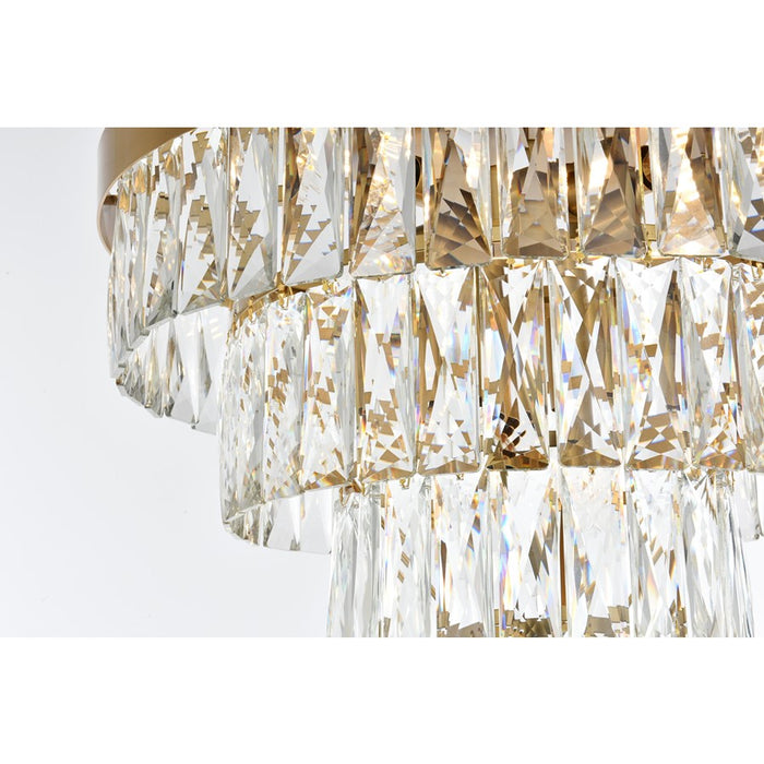 Elegant Lighting Josephine 6 Light 18" Flush Mount, Satin Gold/Clear