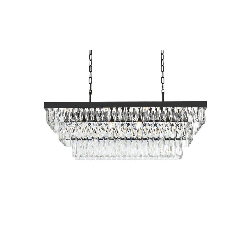 Elegant Lighting Josephine 12 Light 36" Chandelier, Black/Clear